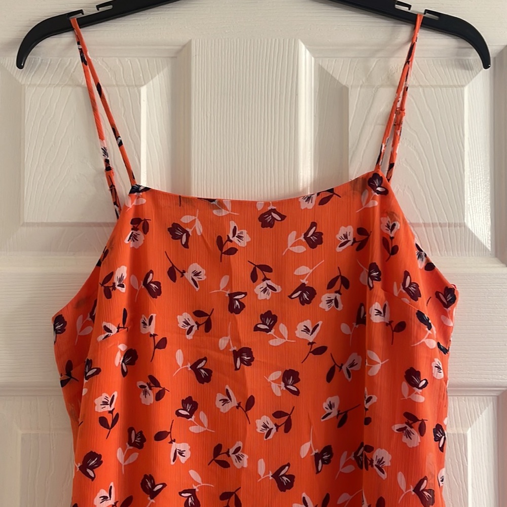 NWT Mi Ami Francesca’s Mini Dress Orange Floral Adjustable Straps Francescas
